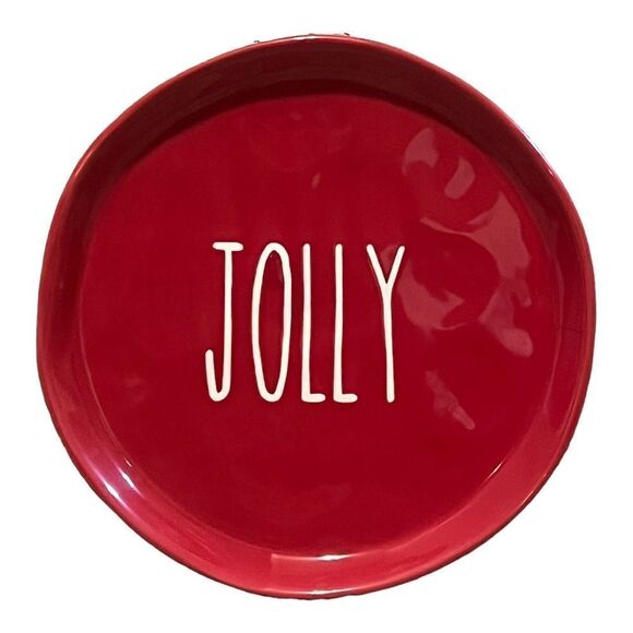 Christmas AF Lot of Four Red Holiday Salad Plates Ceramic Jolly Cheer Joy Holly - Picture 4 of 11
